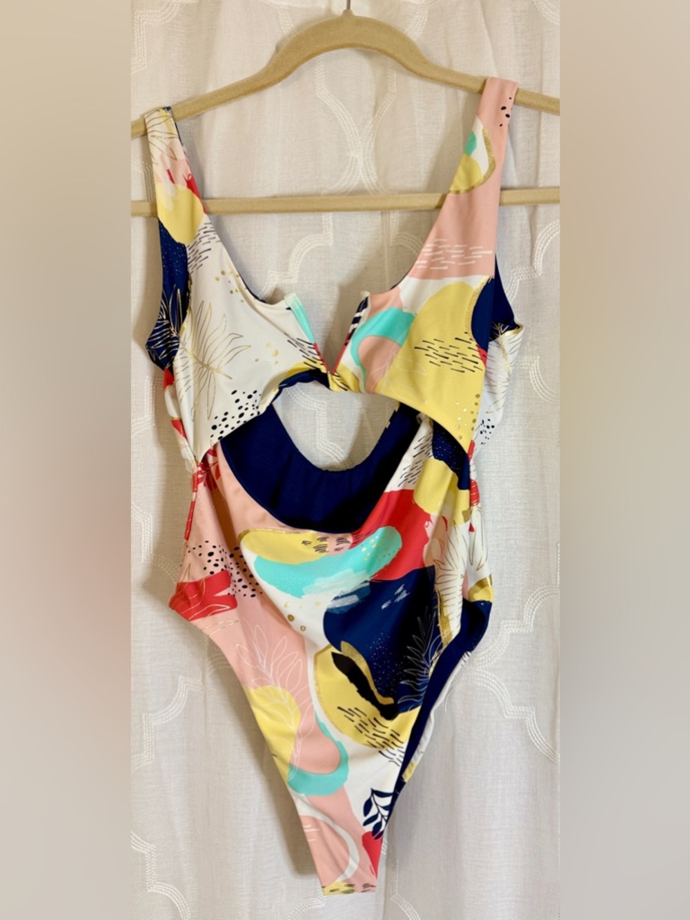 Colorful Abstract One Piece Swimsuit | Size Medium 🌊🍋